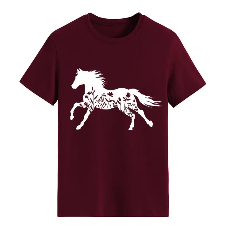 Women Printed T-Shirt Purple Horse Design Large - Image 9