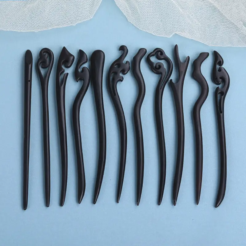 Elongated Hairpin with Dragon Design, 18cm, Matte Finish - Image 106