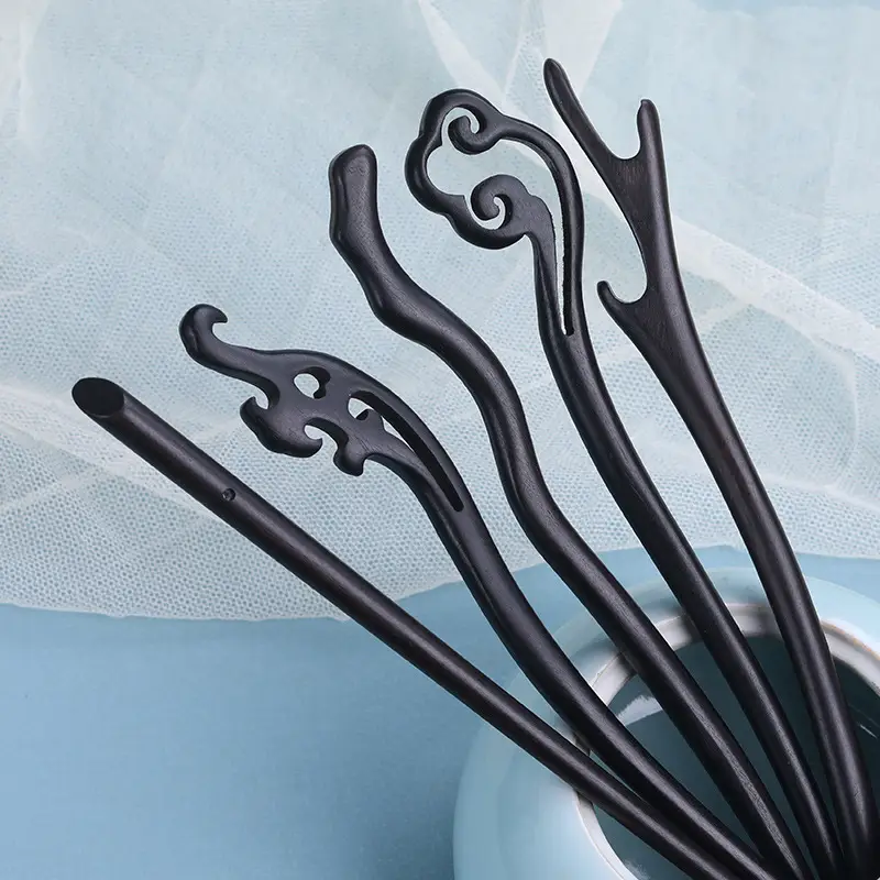 Elongated Hairpin with Dragon Design, 18cm, Matte Finish - Image 107