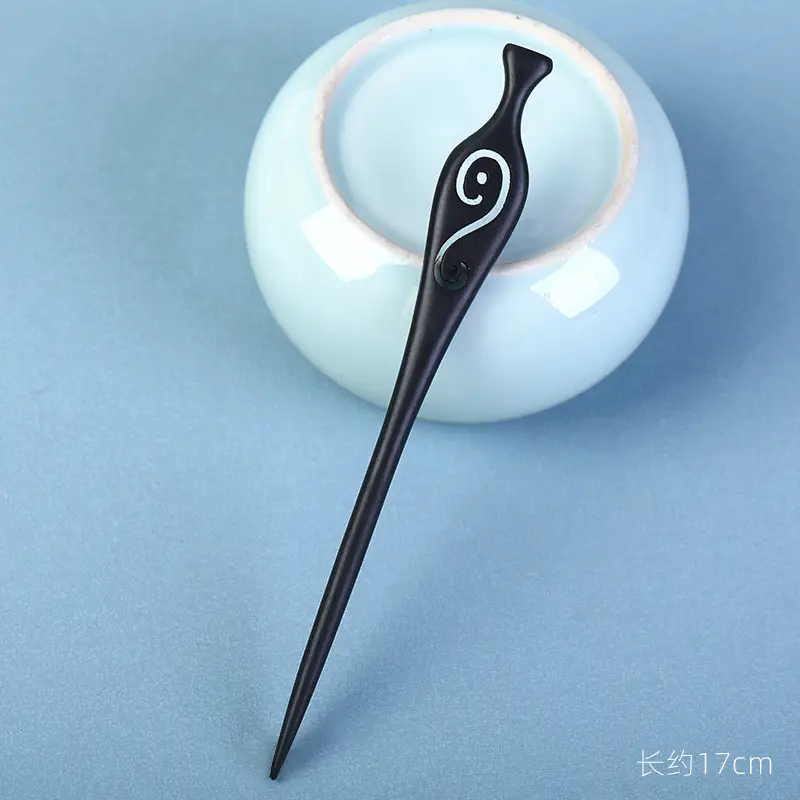 Elongated Hairpin with Dragon Design, 18cm, Matte Finish - Image 103