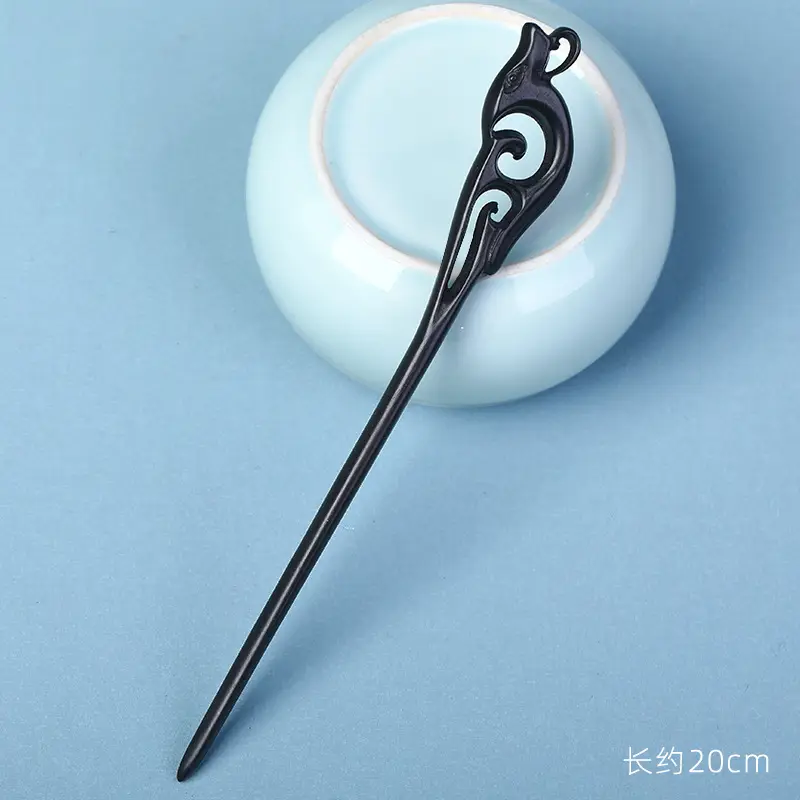 Elongated Hairpin with Dragon Design, 18cm, Matte Finish - Image 84