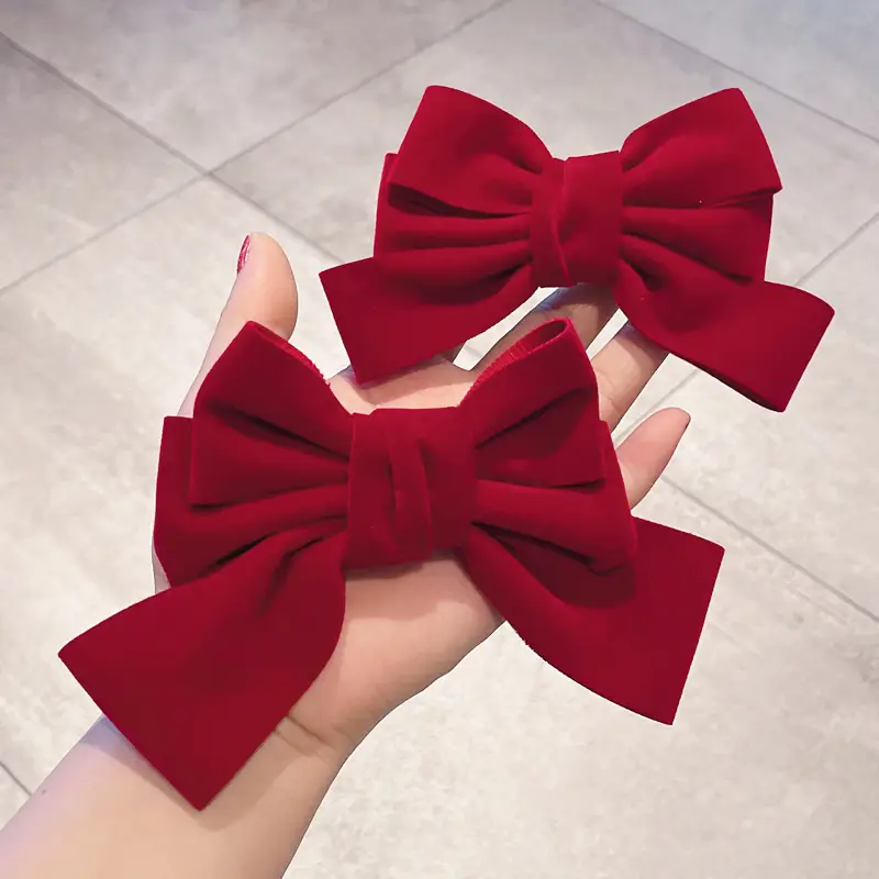 Red Velvet Bow for Girls New Year Hairpin - Image 6