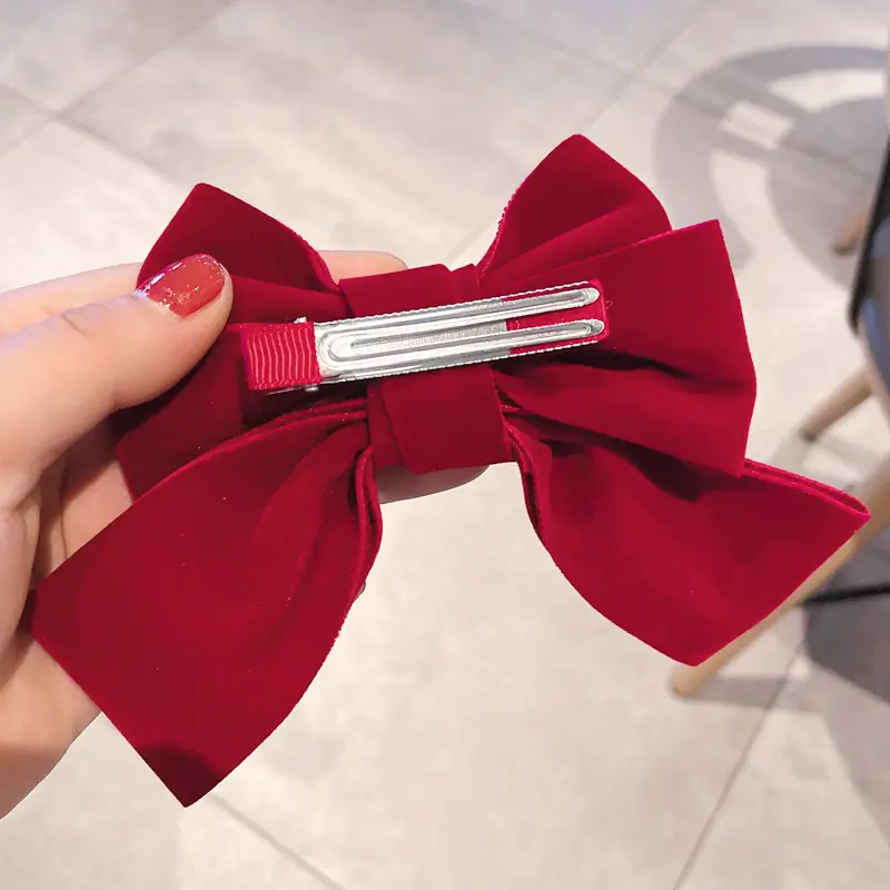 Red Velvet Bow for Girls New Year Hairpin - Image 7
