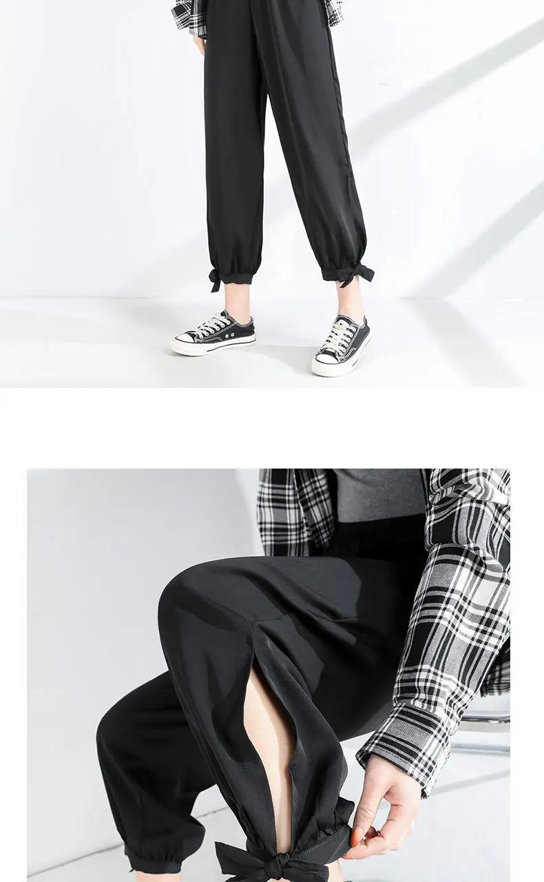 Women Chiffon Harem Pants Olive Black Loose Summer — feature 18