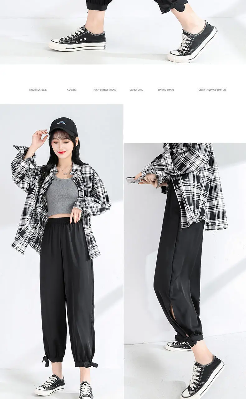 Women Chiffon Harem Pants Olive Black Loose Summer — feature 20