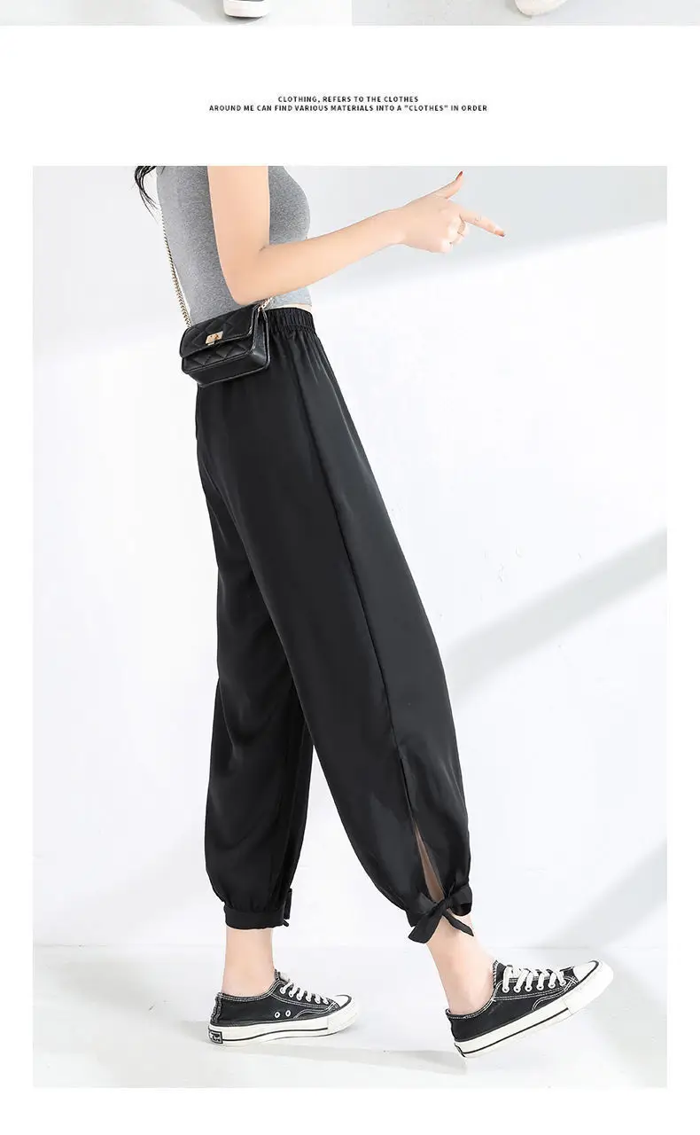 Women Chiffon Harem Pants Olive Black Loose Summer — feature 21
