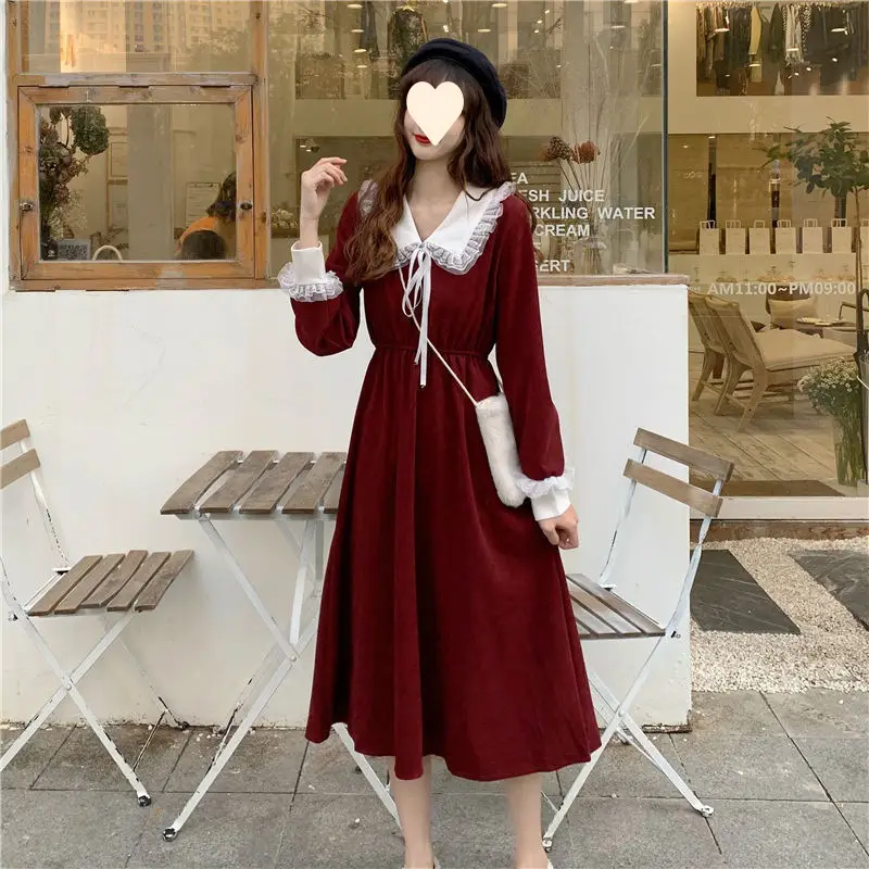 Women French Dress Black Long Sleeve Winter Plus Size - Image 11