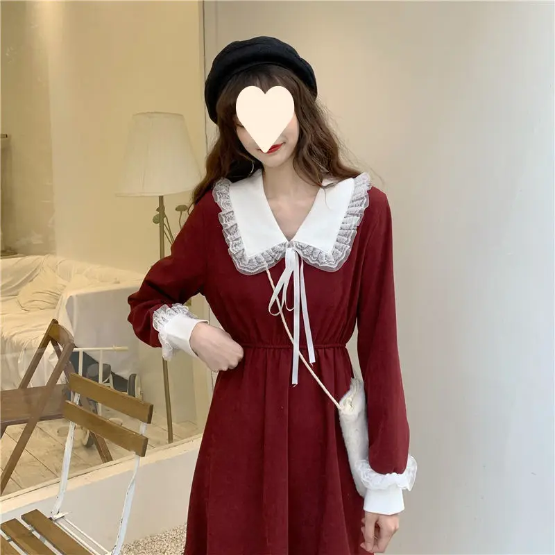 Women French Dress Black Long Sleeve Winter Plus Size - Image 12