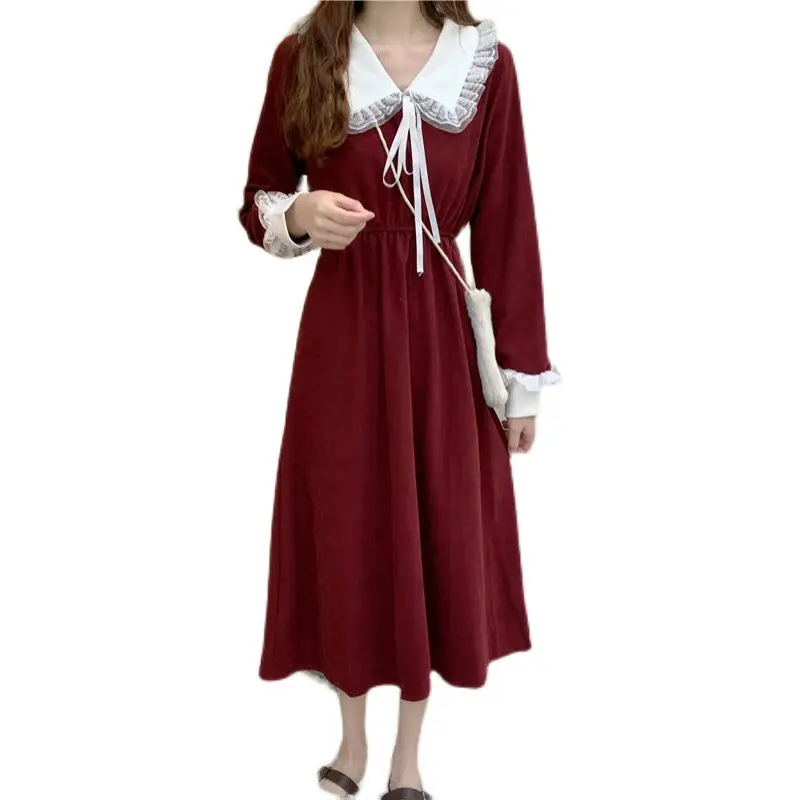 Women French Dress Black Long Sleeve Winter Plus Size - Image 15