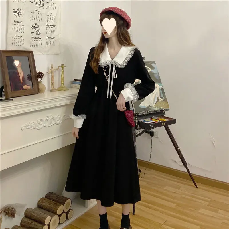 Women French Dress Black Long Sleeve Winter Plus Size — feature 15