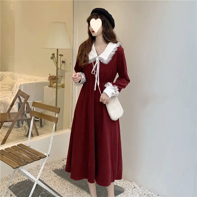 Women French Dress Black Long Sleeve Winter Plus Size — feature 3