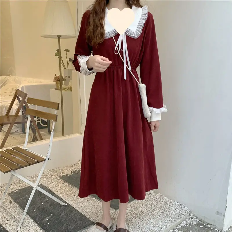 Women French Dress Black Long Sleeve Winter Plus Size — feature 4