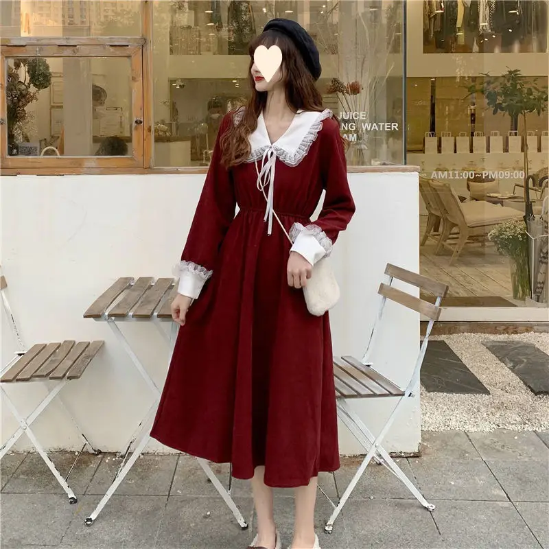 Women French Dress Black Long Sleeve Winter Plus Size — feature 5