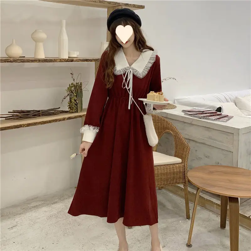 Women French Dress Black Long Sleeve Winter Plus Size — feature 6