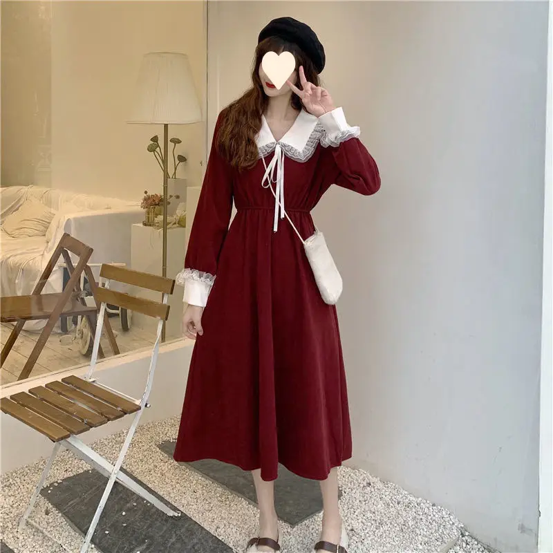 Women French Dress Black Long Sleeve Winter Plus Size — feature 9