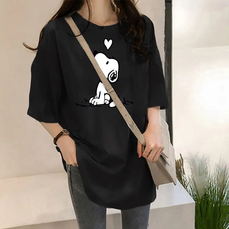 180g Snoopy Printed Green T-Shirt for Women - Image 12