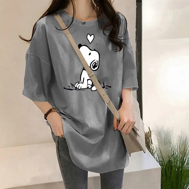 180g Snoopy Printed Green T-Shirt for Women — feature 6