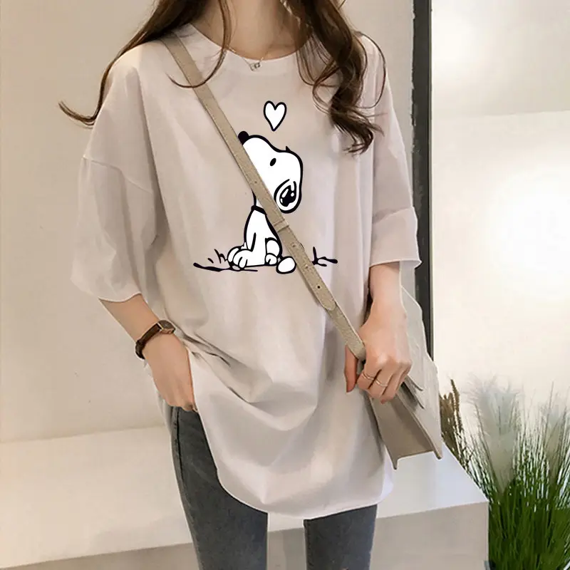 180g Snoopy Printed Green T-Shirt for Women — feature 7