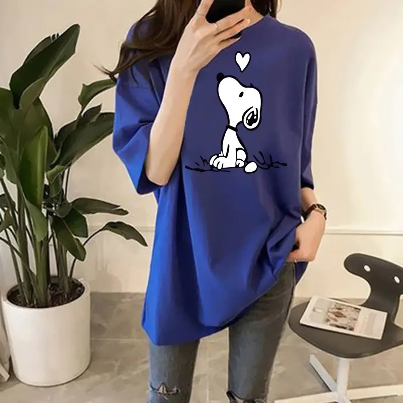 180g Snoopy Printed Green T-Shirt for Women — feature 8