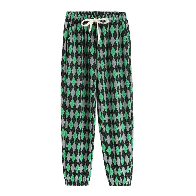 Women Green Diamond Wide Leg Pants Spring 2022 - Image 8
