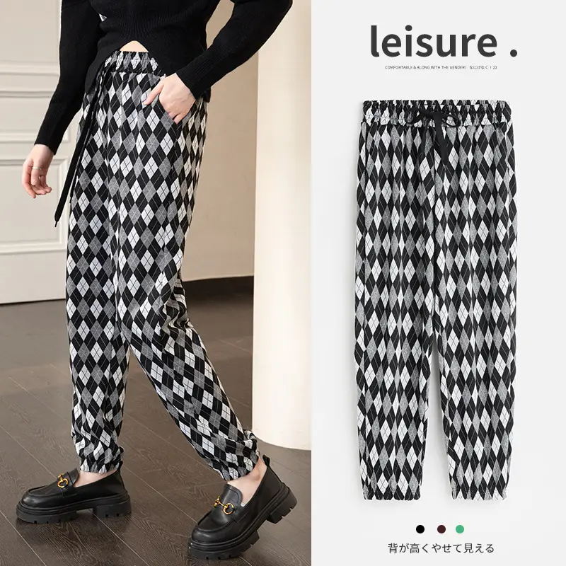 Women Green Diamond Wide Leg Pants Spring 2022 - Image 2