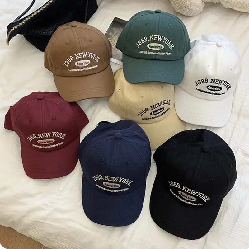 American Retro Black Embroidered Cap for Women