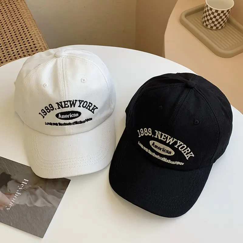 American Retro Black Embroidered Cap for Women