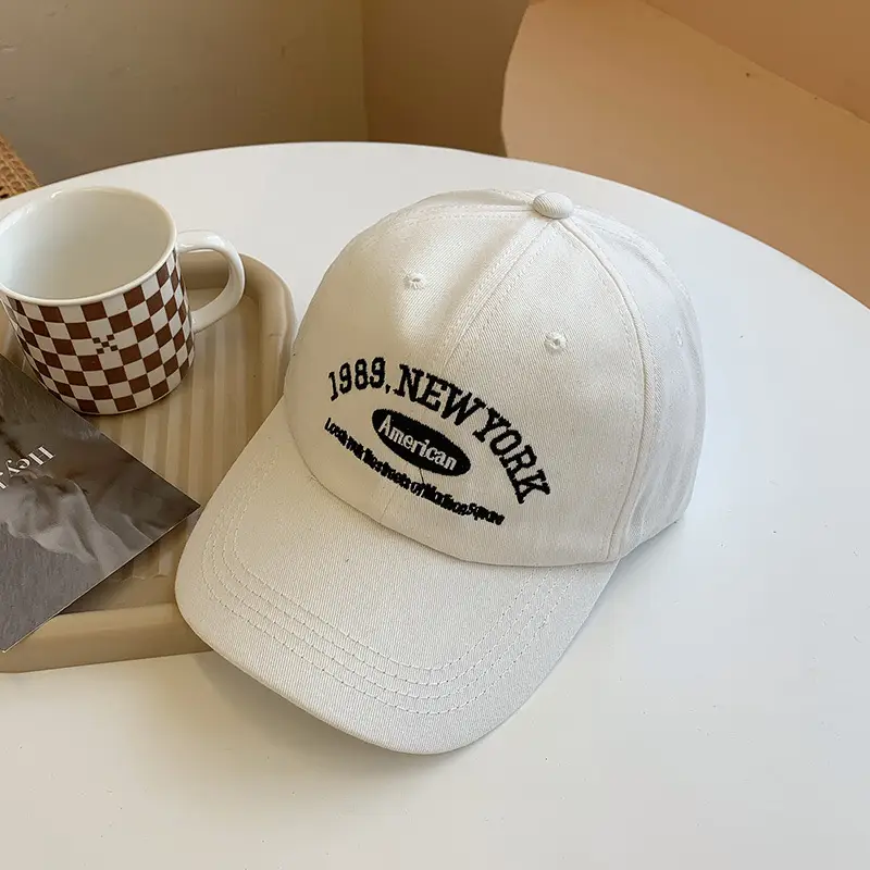 American Retro Black Embroidered Cap for Women