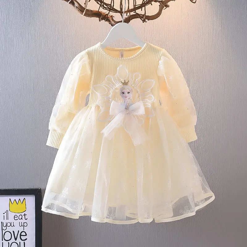 Girls Elsa Princess Dress Pink 2024 Spring - Image 4