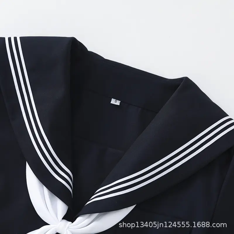 Japanese JK Uniform Navy Blue Sailor Skirt with White Bow