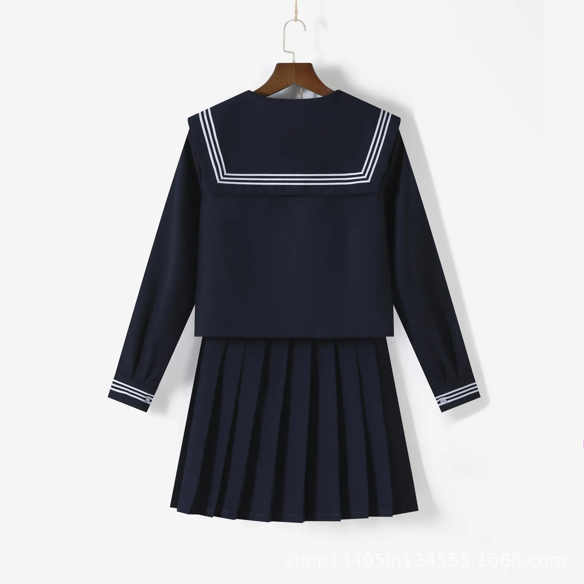 Japanese JK Uniform Navy Blue Sailor Skirt with White Bow