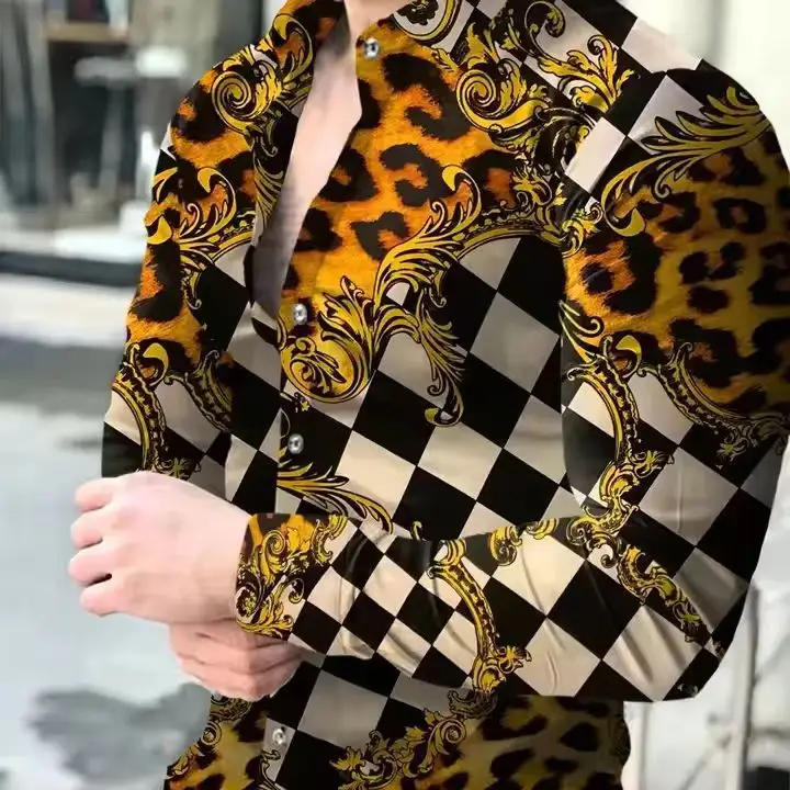 New Men 3D Printed Shirts Black Crown Design 2025