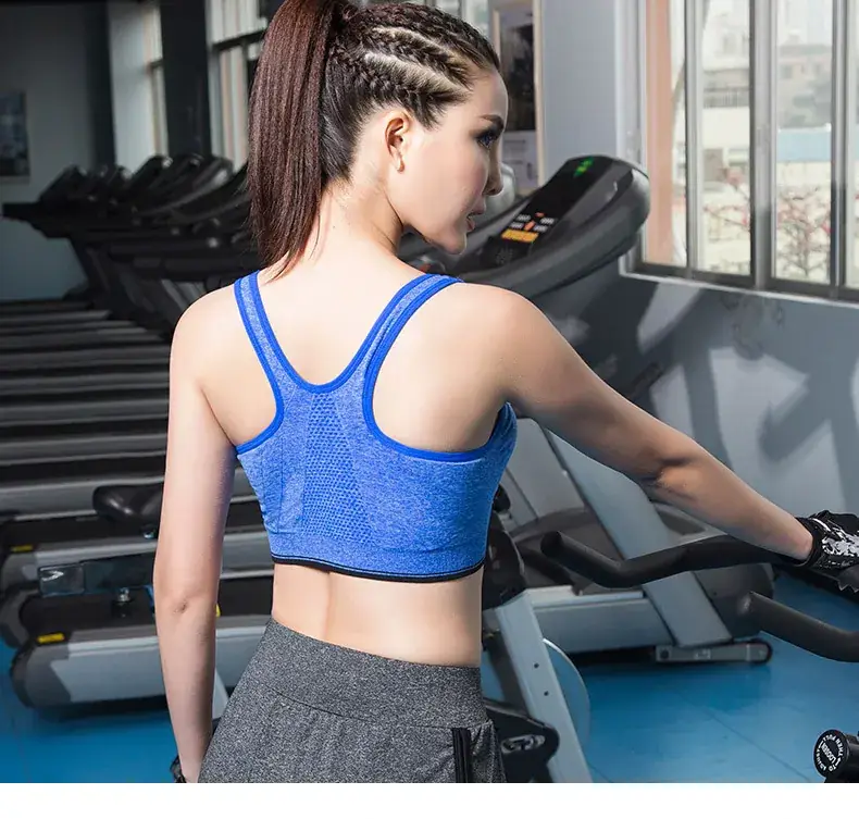 Women Pink Front Zipper Sports Bra — feature 15
