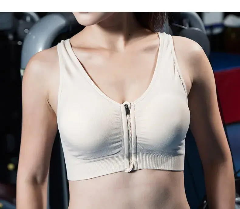 Women Pink Front Zipper Sports Bra — feature 25
