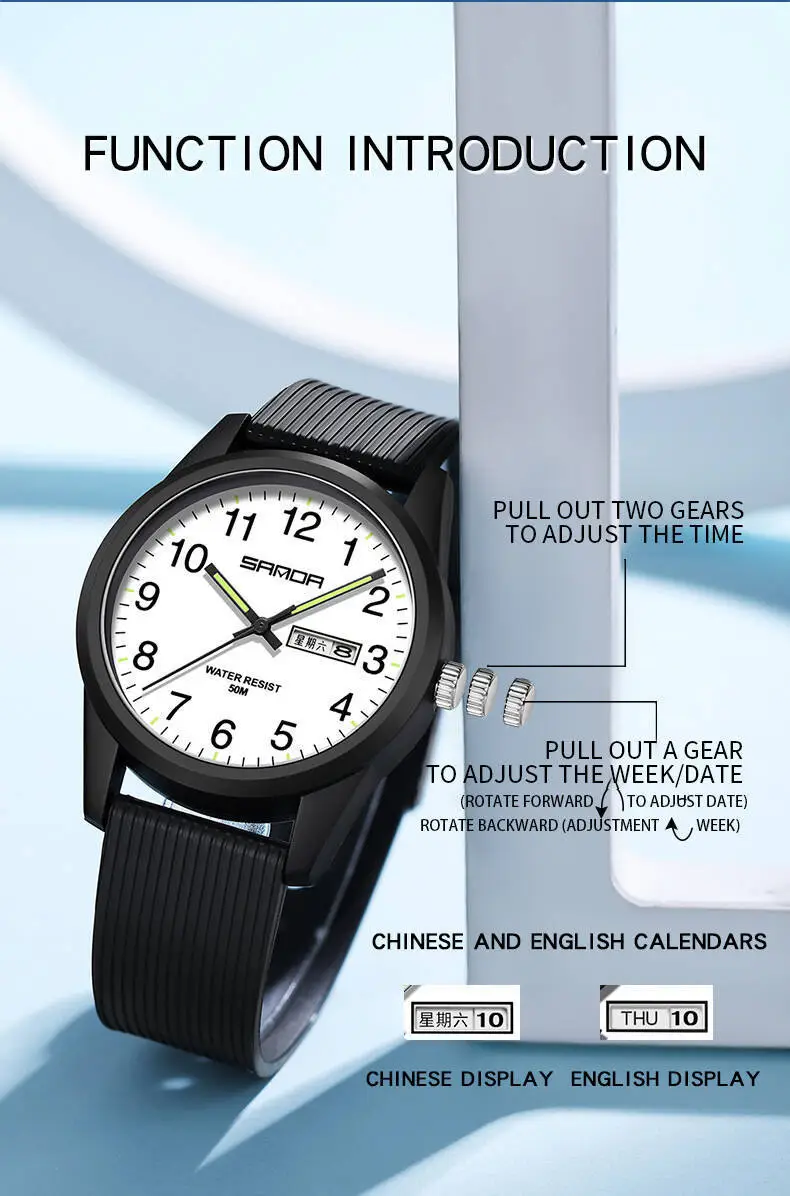 Sanda Black Quartz Couple Watch 100mm — feature 31