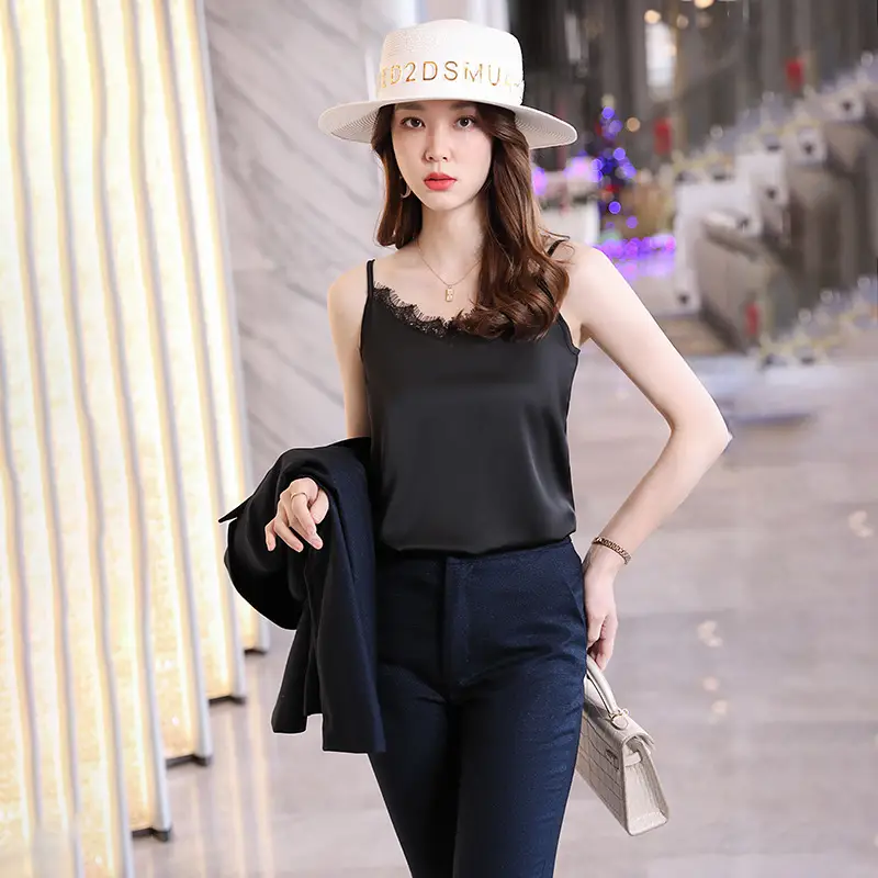 2025 Black High Elastic Camisole Suit for Women - Image 2
