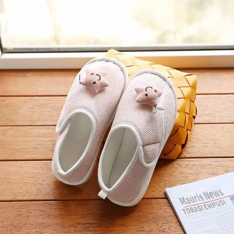 Yuezi Shoes Summer Thin Heel Cute Household Cotton Slippers Women's Indoor Postpartum Non-slip Spring and Summer Home Slippers