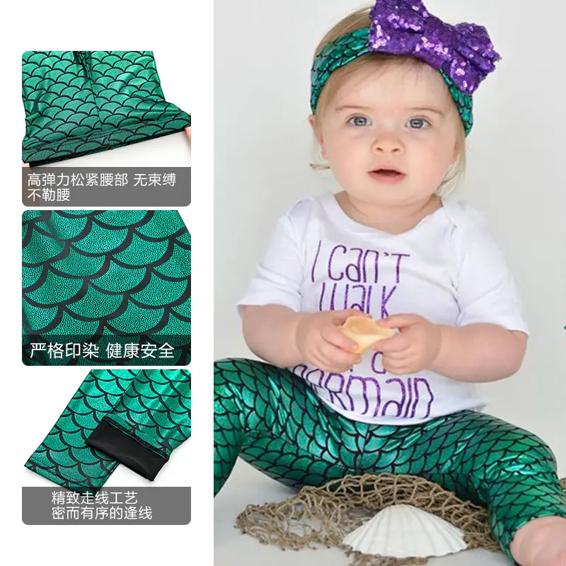 Gymnastics Pants Spring Autumn European American Girls Mermaid Tight Slim Children Color Fish Scale Leggings Spot Wholesale - Image 7