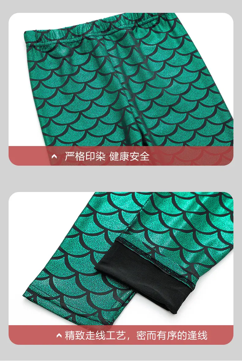 Gymnastics Pants Spring Autumn European American Girls Mermaid Tight Slim Children Color Fish Scale Leggings Spot Wholesale — feature 10