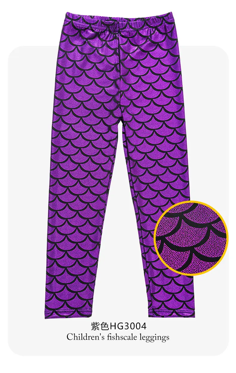 Gymnastics Pants Spring Autumn European American Girls Mermaid Tight Slim Children Color Fish Scale Leggings Spot Wholesale — feature 12