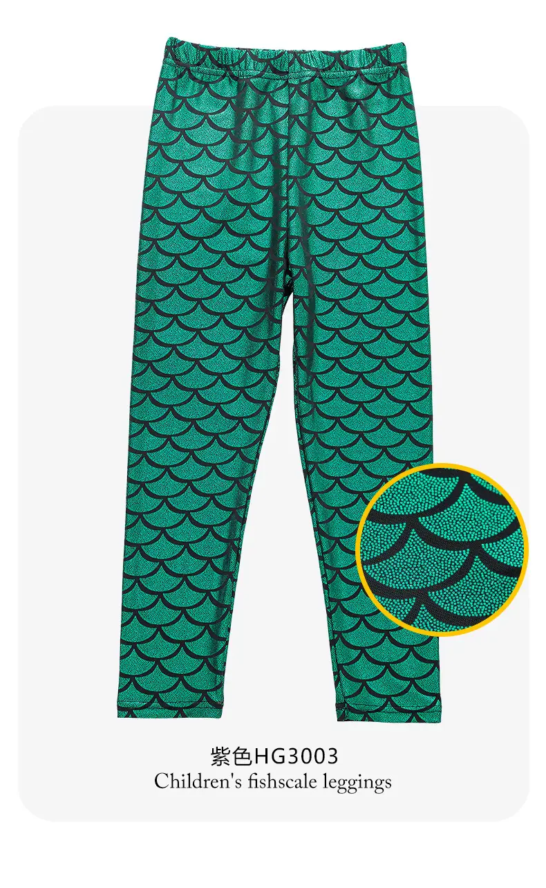Gymnastics Pants Spring Autumn European American Girls Mermaid Tight Slim Children Color Fish Scale Leggings Spot Wholesale — feature 13