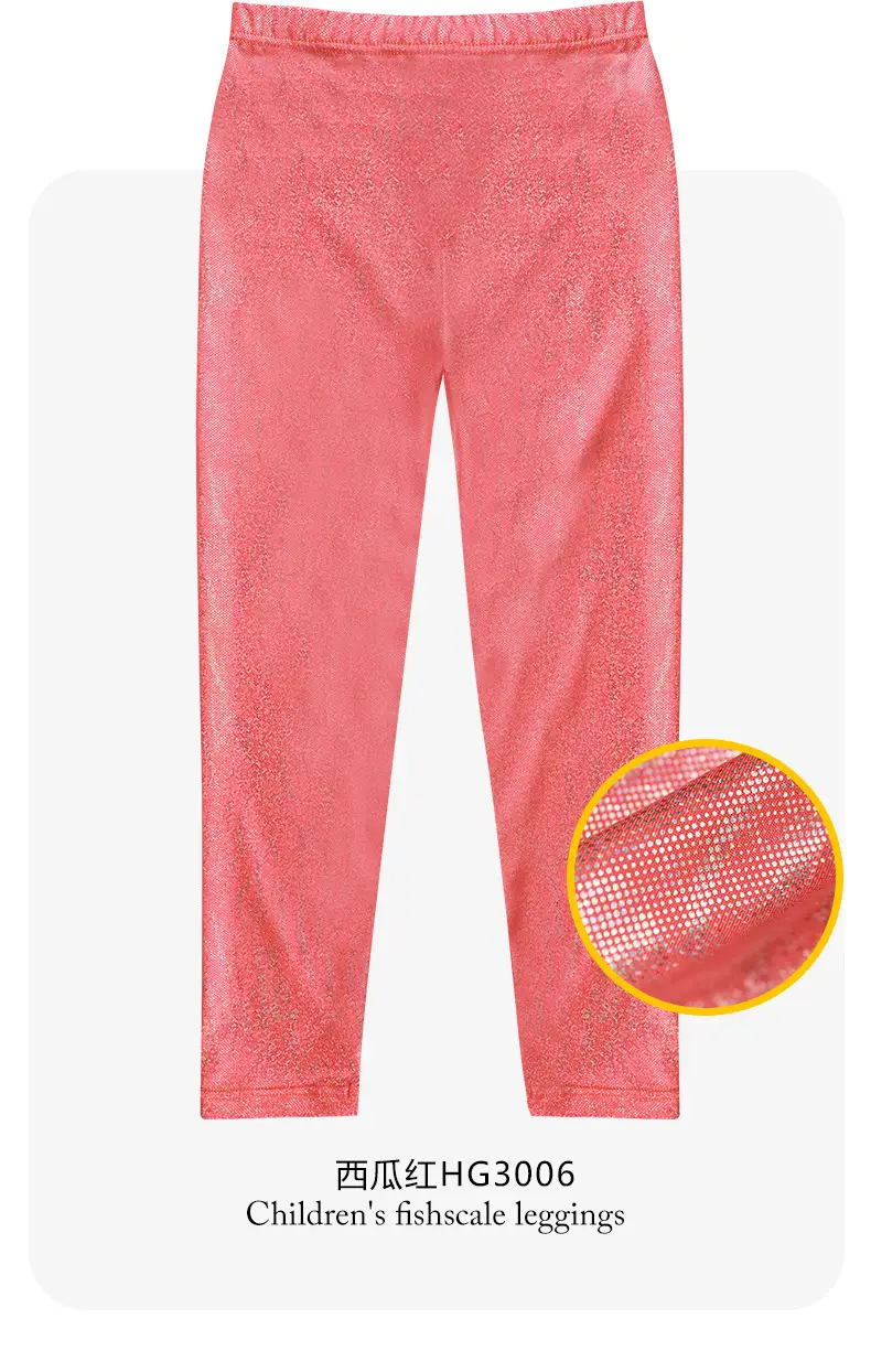 Gymnastics Pants Spring Autumn European American Girls Mermaid Tight Slim Children Color Fish Scale Leggings Spot Wholesale — feature 14