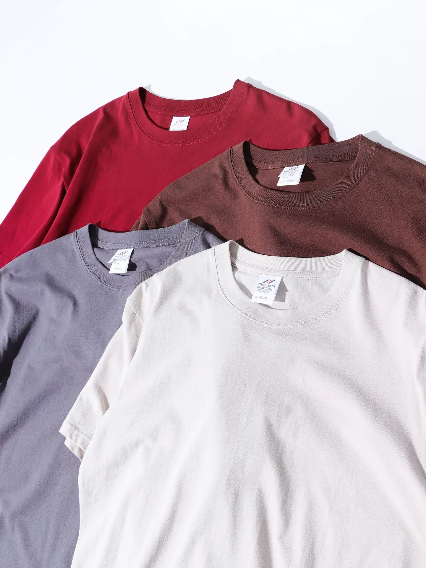 Men Pink Cotton T-Shirt 230g Crew Neck
