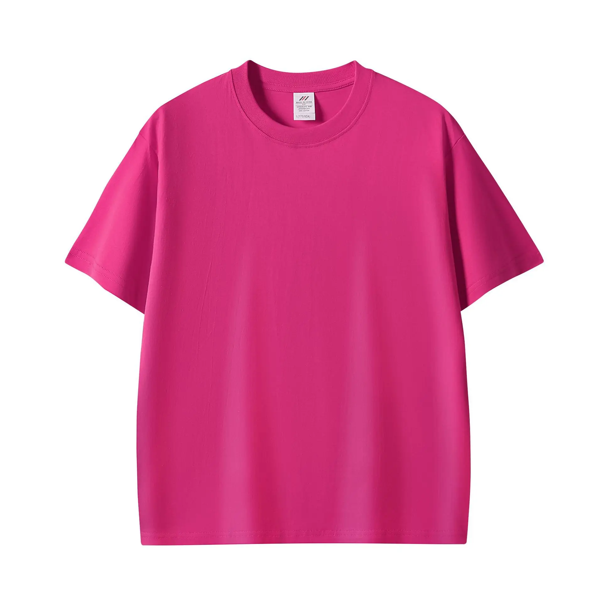 Men Pink Cotton T-Shirt 230g Crew Neck