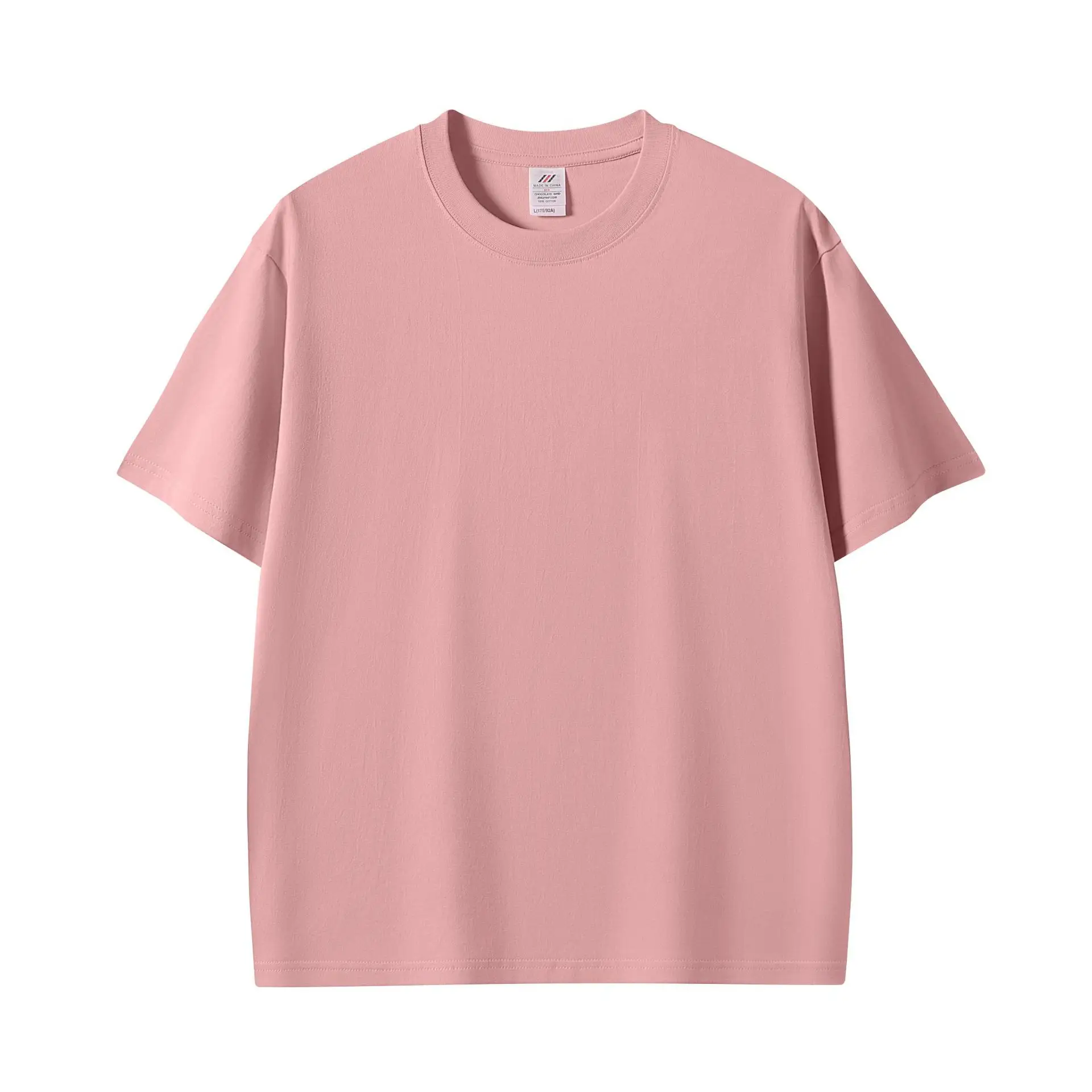 Men Pink Cotton T-Shirt 230g Crew Neck