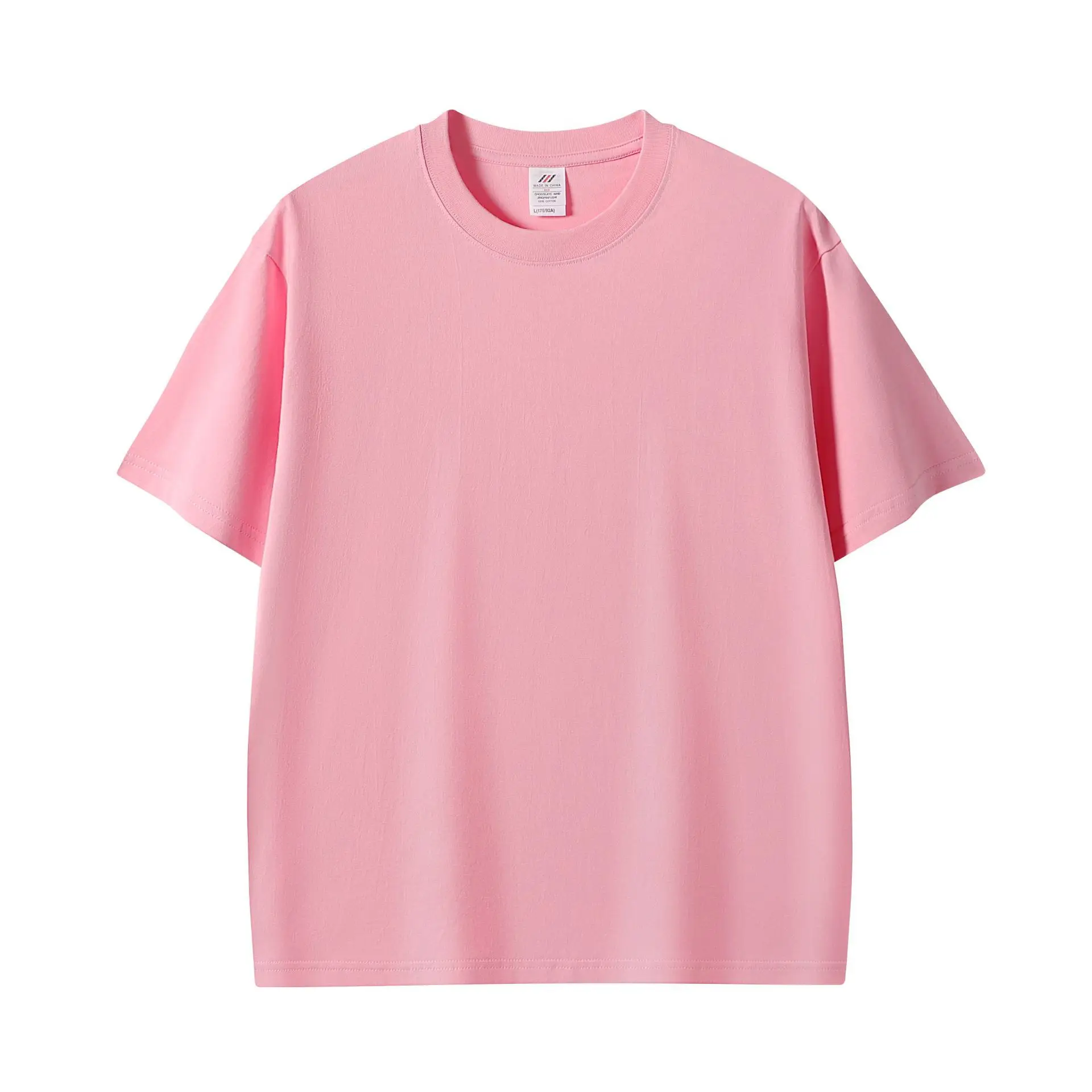 Men Pink Cotton T-Shirt 230g Crew Neck