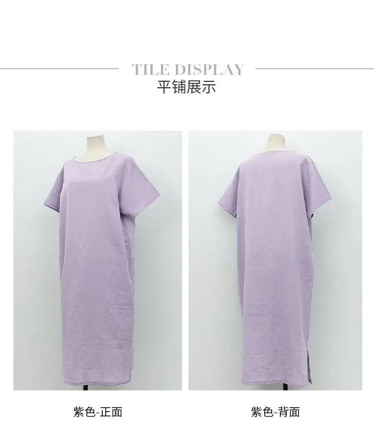 Women Cotton Linen Long Dress Pink Loose Fit Casual — feature 20