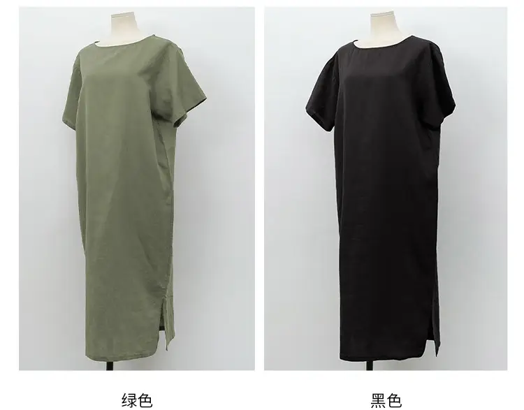 Women Cotton Linen Long Dress Pink Loose Fit Casual — feature 21
