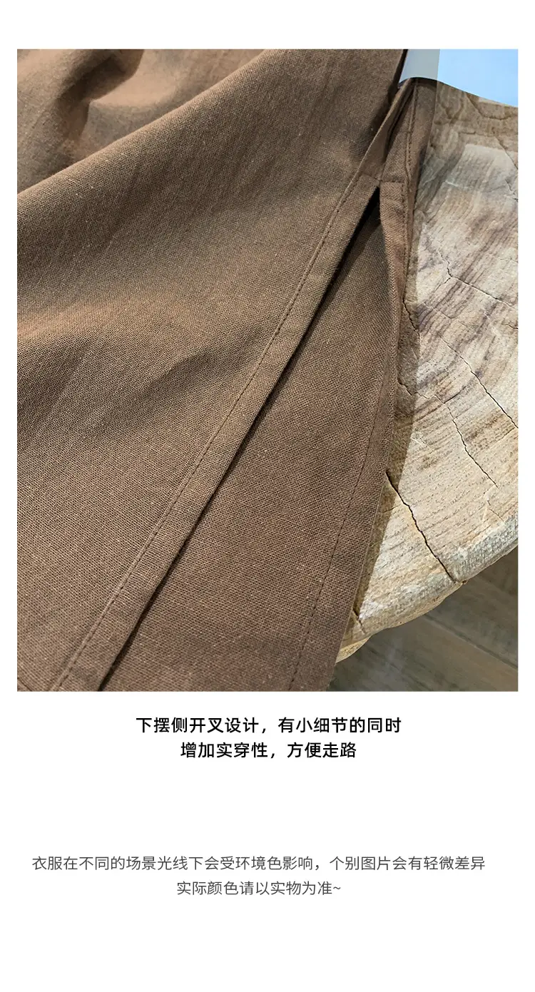 Women Cotton Linen Long Dress Pink Loose Fit Casual — feature 28