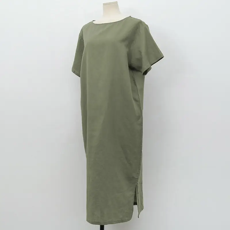Women Cotton Linen Long Dress Pink Loose Fit Casual